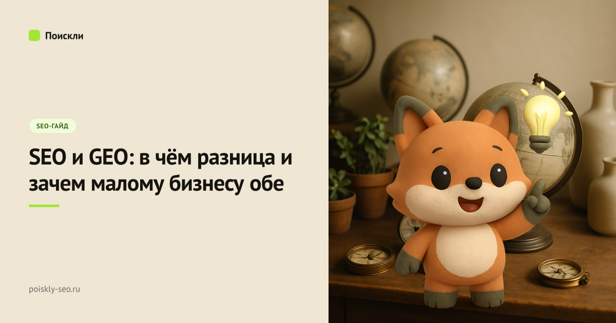 Обложка статьи: SEO и GEO: в чём разница и зачем малому бизнесу обе